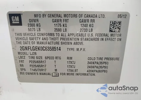 2012 Chevrolet Equinox Ltz from USA, damaged, VIN 2GNFLGEK0C6358514